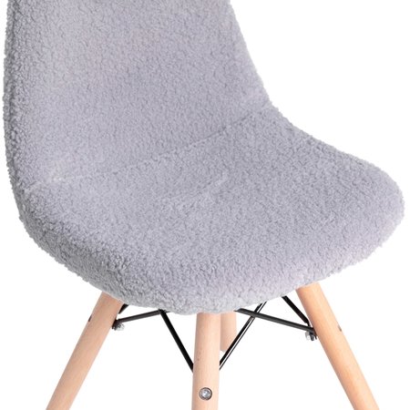 Flash Furniture Gray Kids Faux Shearling Chair with Wooden Legs DL-DA2018-2-GY-GG